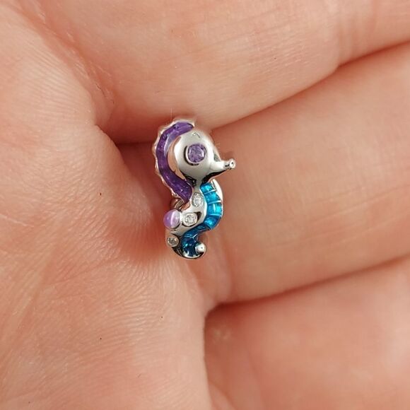 925 Silver Seahorse Nautical Charm - Picture 2 of 8